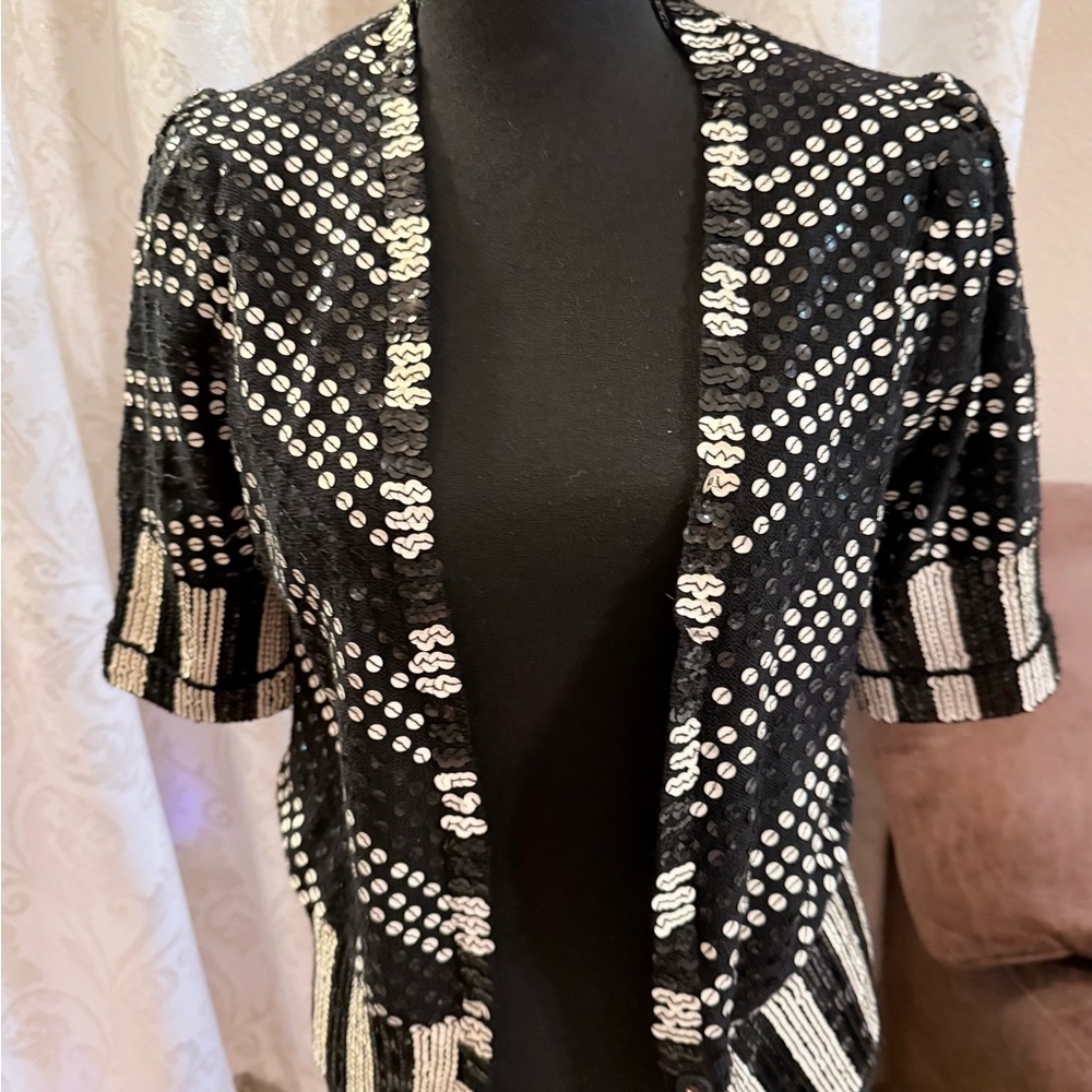 Marc by Marc Jacobs Black and White Sequin Cardigan